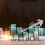 concept of finance and investment ,profit growth management ,financial graphical and statistical analysis ,Stock and currency fund management ,bank interest management ,high return investment