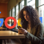 Woman Posting Review In Restaurant Google