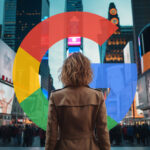 Woman Times Square Ads Google Logo