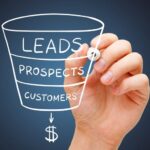 Hand sketching sales or revenue funnel marketing concept with white marker on transparent wipe board.