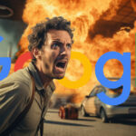 Man Gas Station Panic Fire Google Logo