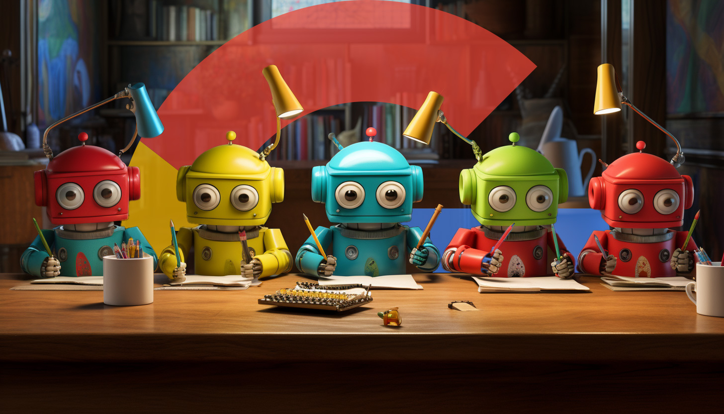 Robots Writing Google Logo