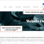 A website design with bright social media icons in the header.
