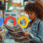 Woman Newsstand Paper Google Logo