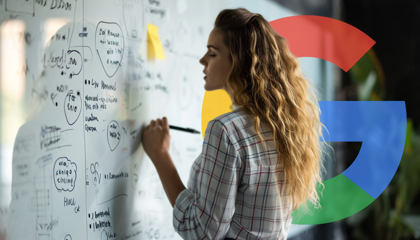 Woman Whiteboard Google Logo