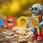 Google Robot Hiker Holding Map