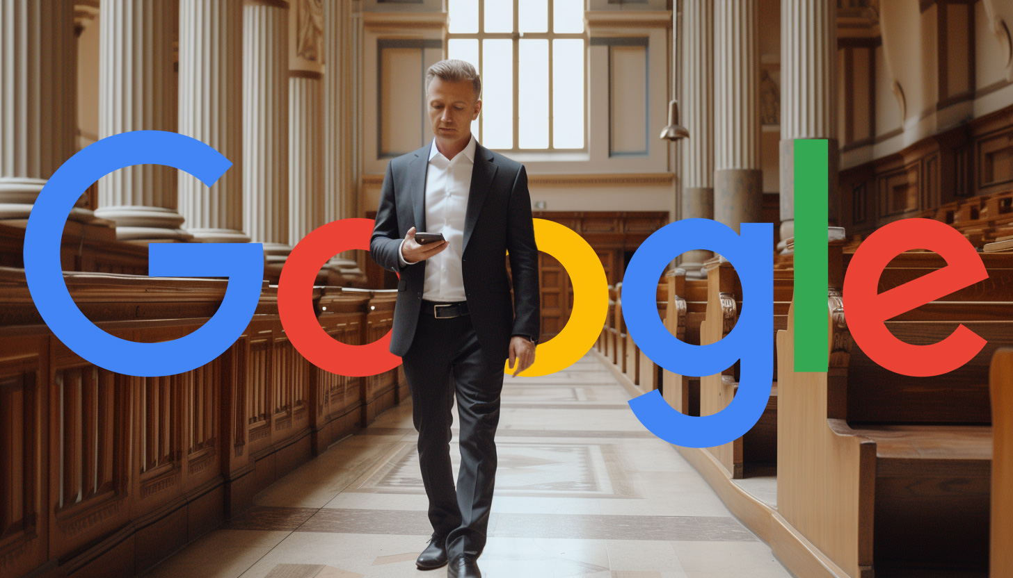 Lawyer Checking Phone Court Google Logo