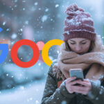 Woman Snow Phone Google Logo