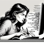 A person typing an email on a computer