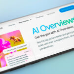 Showing Google AI Overviews webpage on smartphone