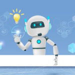 AI chat robot on search engine bar. Artificial intelligence bot innovation technology answer question with smart solution. 3D vector created from graphic software.