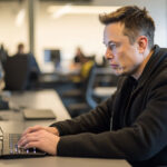 Elon Musk Typing At Computer Made With Ai